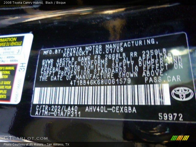 Black / Bisque 2008 Toyota Camry Hybrid
