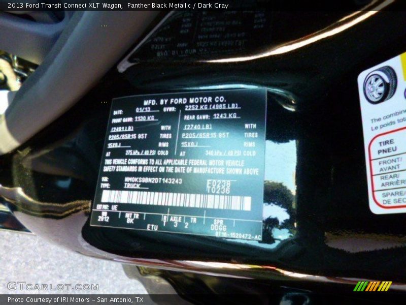 2013 Transit Connect XLT Wagon Panther Black Metallic Color Code UE