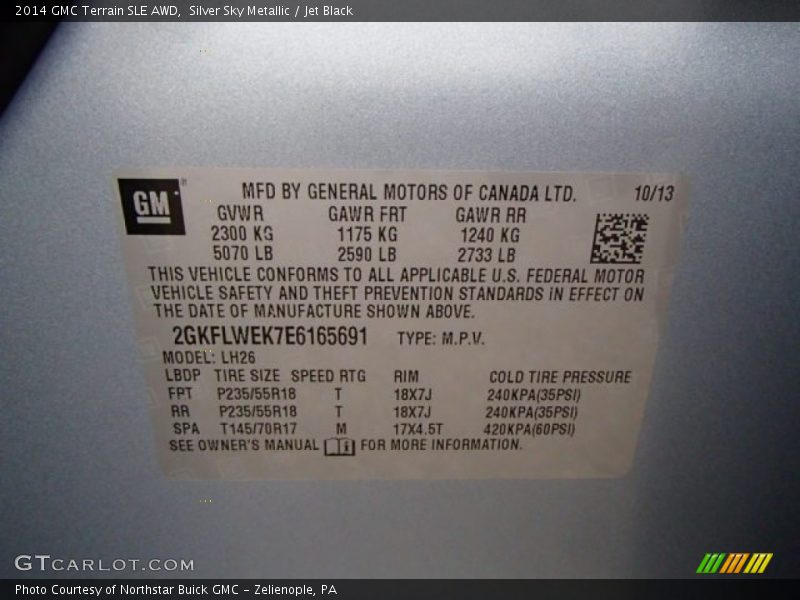 Silver Sky Metallic / Jet Black 2014 GMC Terrain SLE AWD