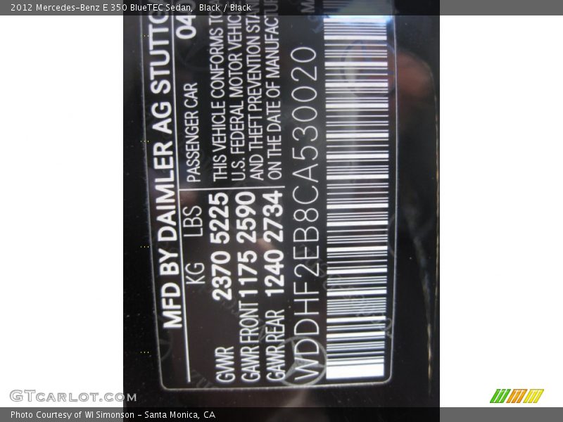 Black / Black 2012 Mercedes-Benz E 350 BlueTEC Sedan
