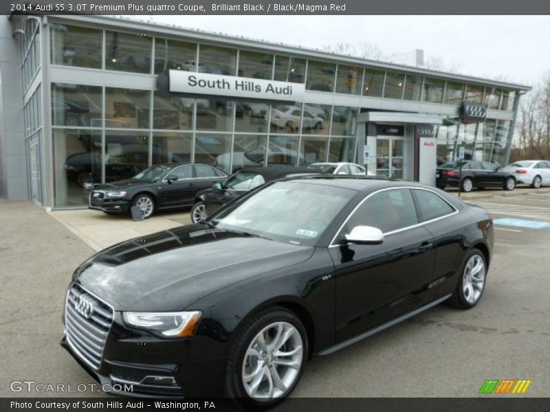 Brilliant Black / Black/Magma Red 2014 Audi S5 3.0T Premium Plus quattro Coupe