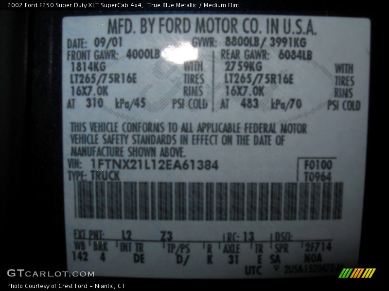 True Blue Metallic / Medium Flint 2002 Ford F250 Super Duty XLT SuperCab 4x4