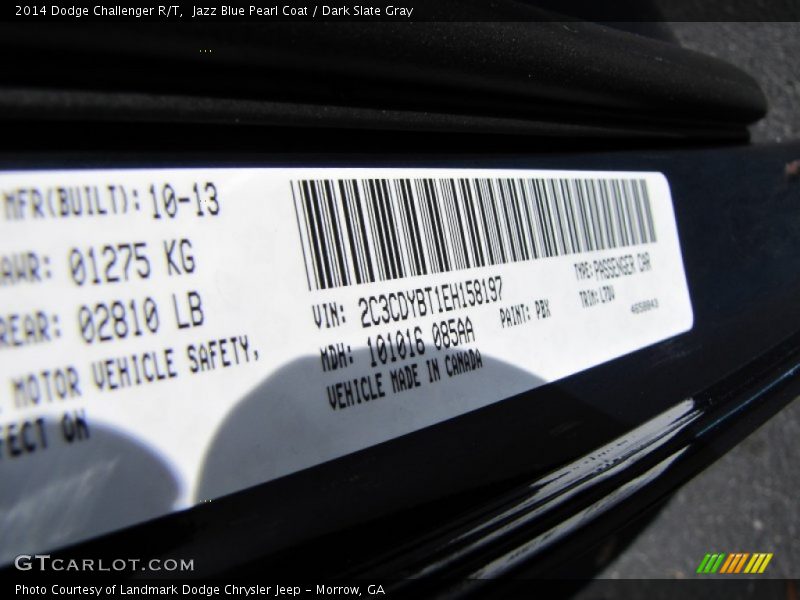 Jazz Blue Pearl Coat / Dark Slate Gray 2014 Dodge Challenger R/T