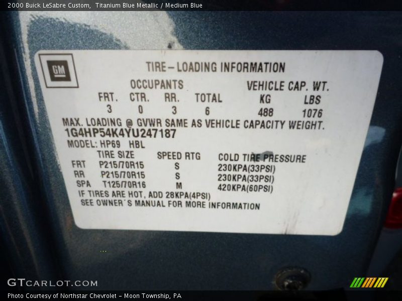 Titanium Blue Metallic / Medium Blue 2000 Buick LeSabre Custom