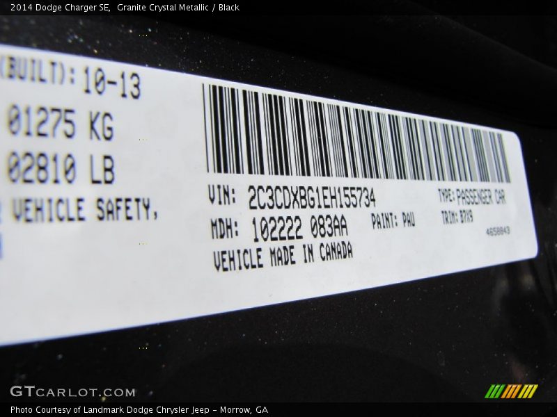 Granite Crystal Metallic / Black 2014 Dodge Charger SE