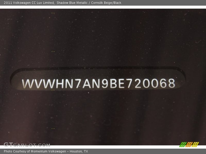 Shadow Blue Metallic / Cornsilk Beige/Black 2011 Volkswagen CC Lux Limited