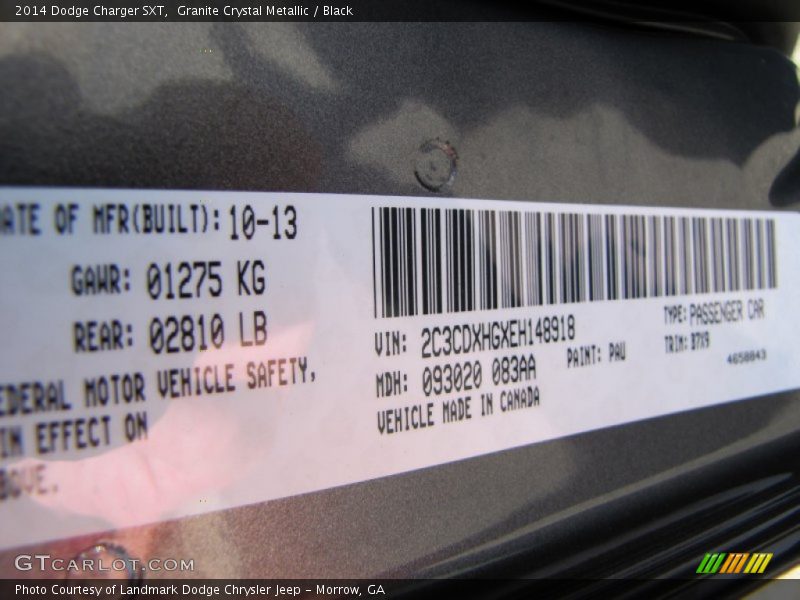 Granite Crystal Metallic / Black 2014 Dodge Charger SXT