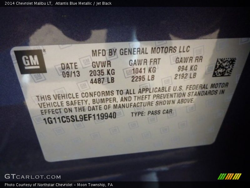 Atlantis Blue Metallic / Jet Black 2014 Chevrolet Malibu LT