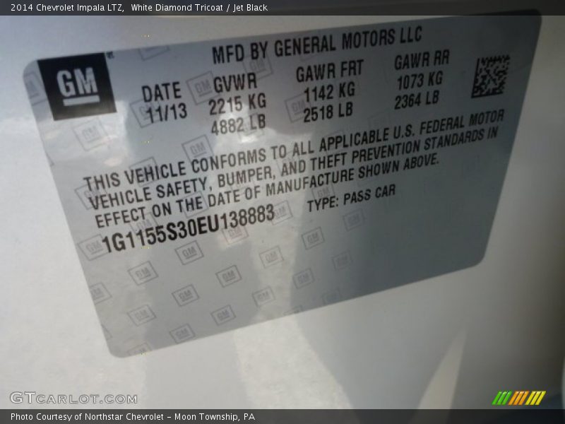 White Diamond Tricoat / Jet Black 2014 Chevrolet Impala LTZ