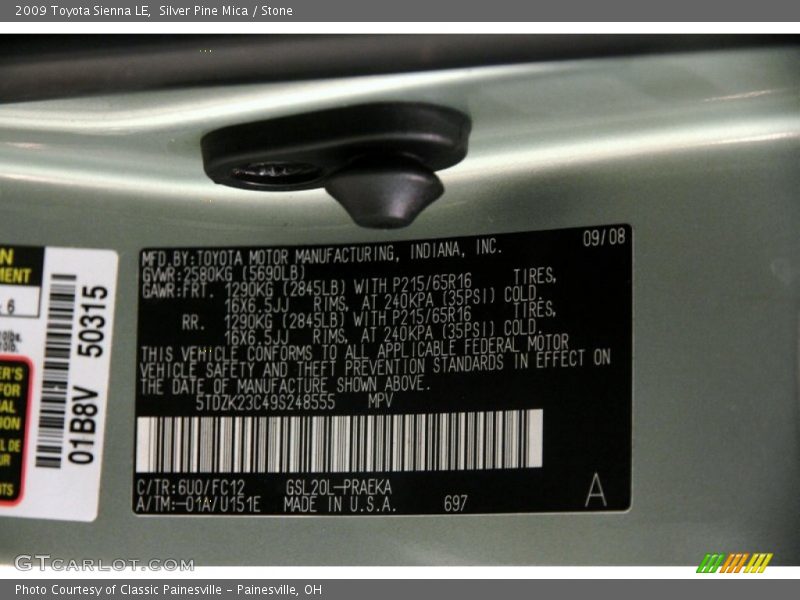 Silver Pine Mica / Stone 2009 Toyota Sienna LE
