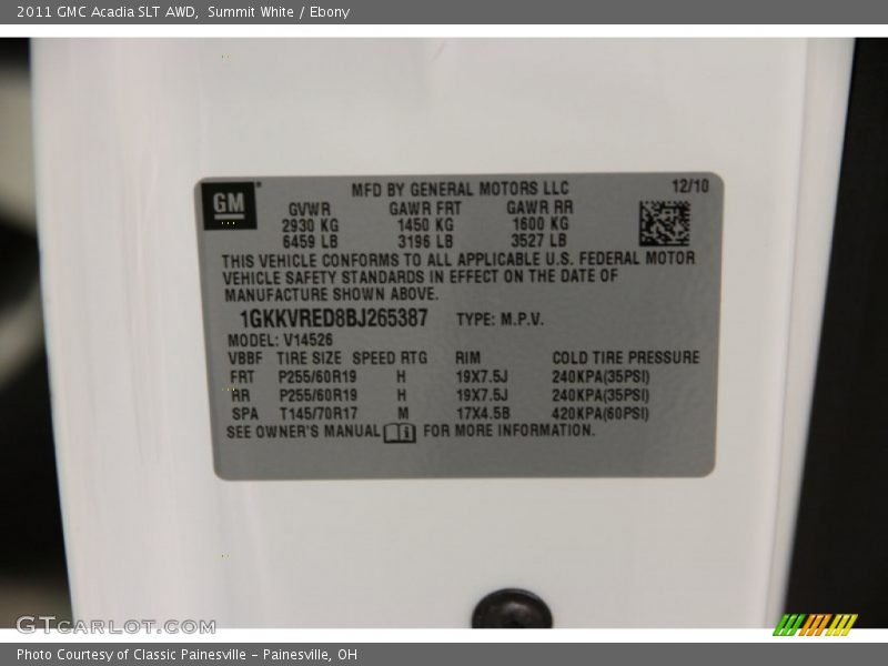 Summit White / Ebony 2011 GMC Acadia SLT AWD