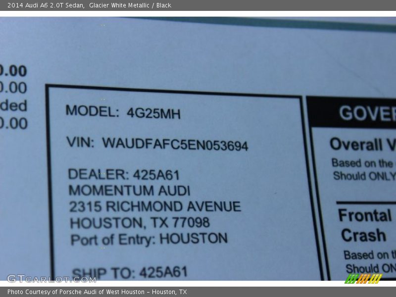 Glacier White Metallic / Black 2014 Audi A6 2.0T Sedan
