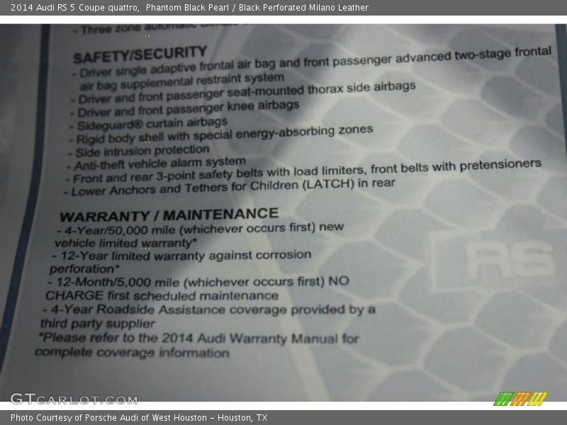  2014 RS 5 Coupe quattro Window Sticker