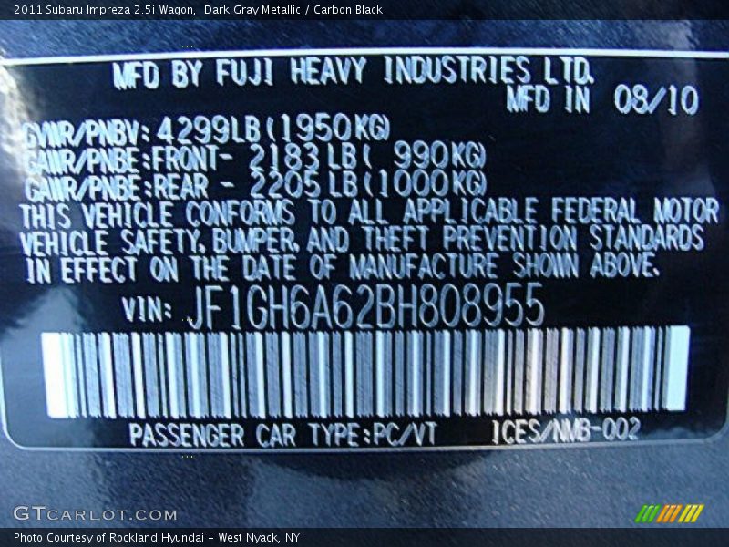 Dark Gray Metallic / Carbon Black 2011 Subaru Impreza 2.5i Wagon