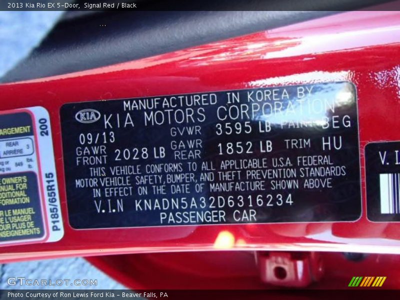 Signal Red / Black 2013 Kia Rio EX 5-Door