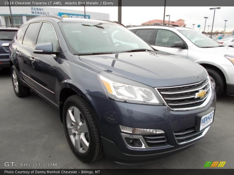 Atlantis Blue Metallic / Ebony 2014 Chevrolet Traverse LT AWD