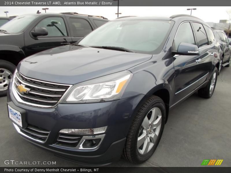 Atlantis Blue Metallic / Ebony 2014 Chevrolet Traverse LT AWD