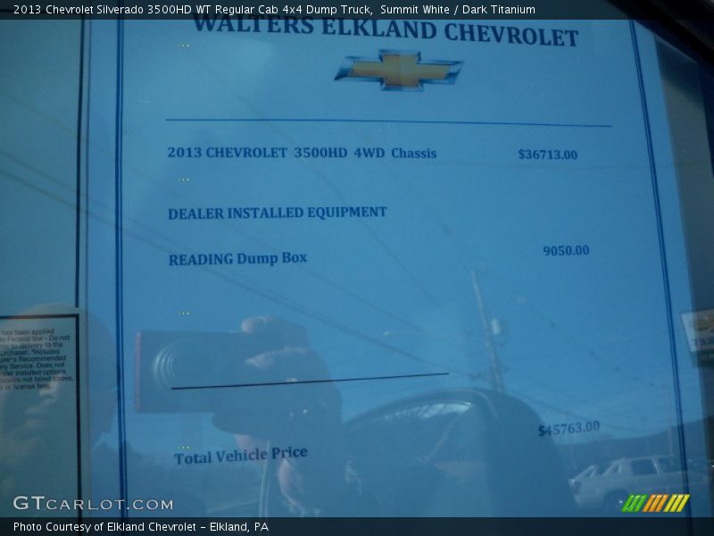 Summit White / Dark Titanium 2013 Chevrolet Silverado 3500HD WT Regular Cab 4x4 Dump Truck