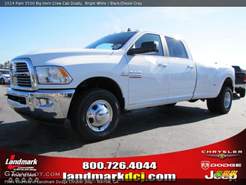 Bright White / Black/Diesel Gray 2014 Ram 3500 Big Horn Crew Cab Dually