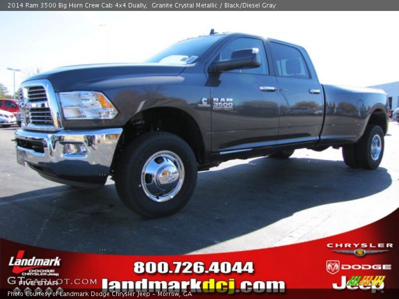 Granite Crystal Metallic / Black/Diesel Gray 2014 Ram 3500 Big Horn Crew Cab 4x4 Dually