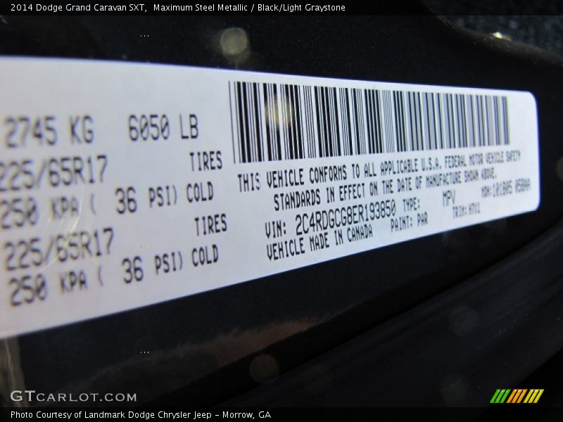 Maximum Steel Metallic / Black/Light Graystone 2014 Dodge Grand Caravan SXT