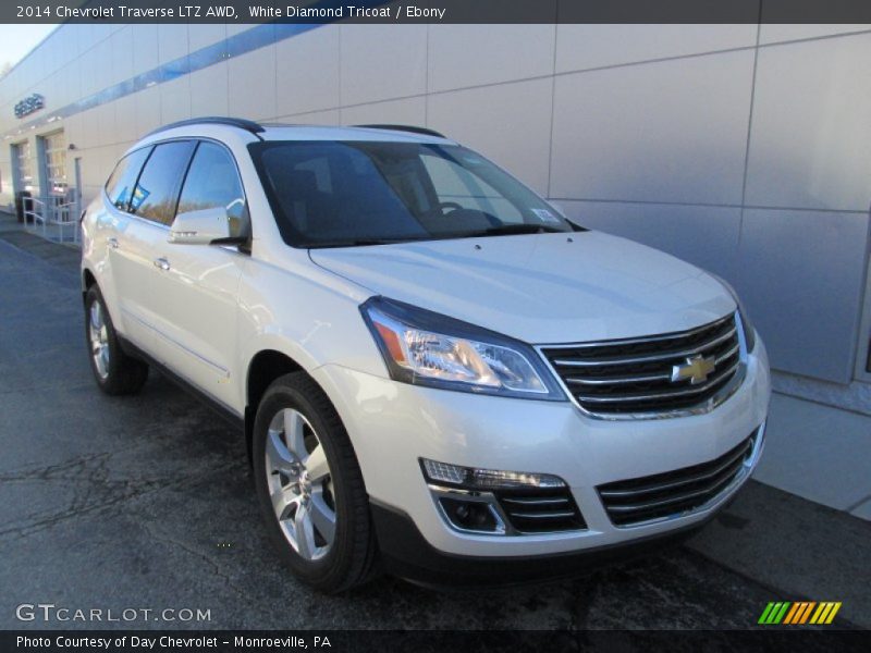 White Diamond Tricoat / Ebony 2014 Chevrolet Traverse LTZ AWD