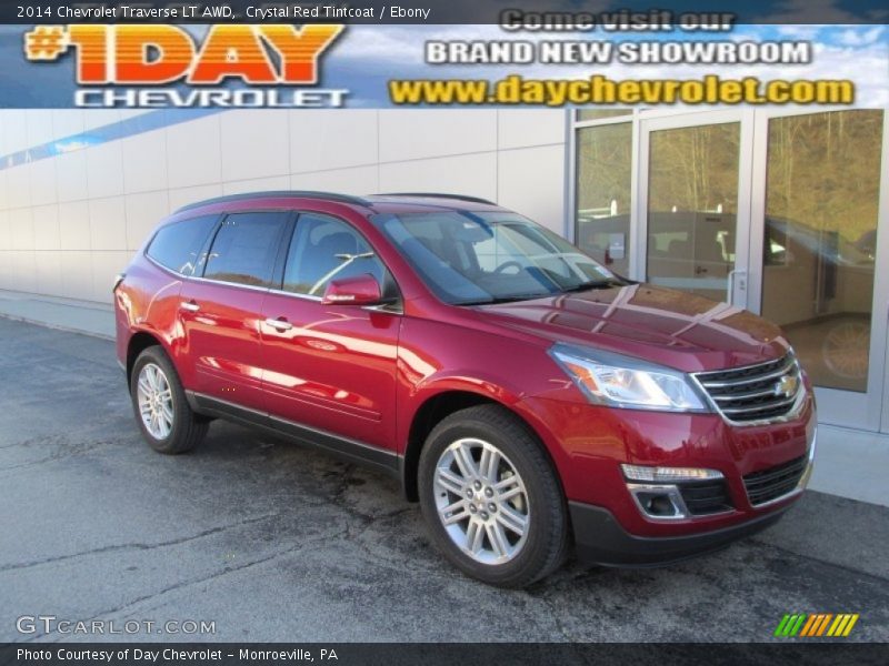 Crystal Red Tintcoat / Ebony 2014 Chevrolet Traverse LT AWD