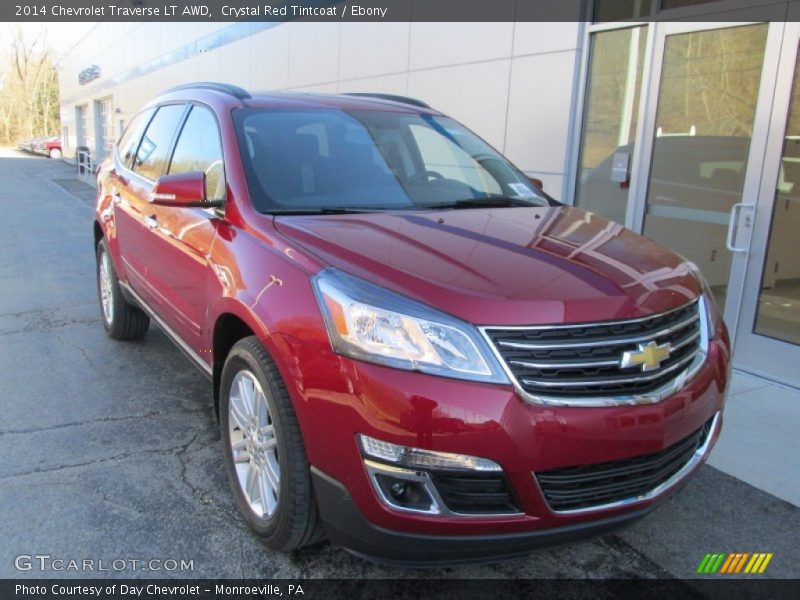 Crystal Red Tintcoat / Ebony 2014 Chevrolet Traverse LT AWD