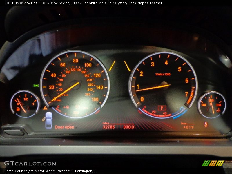 Black Sapphire Metallic / Oyster/Black Nappa Leather 2011 BMW 7 Series 750i xDrive Sedan