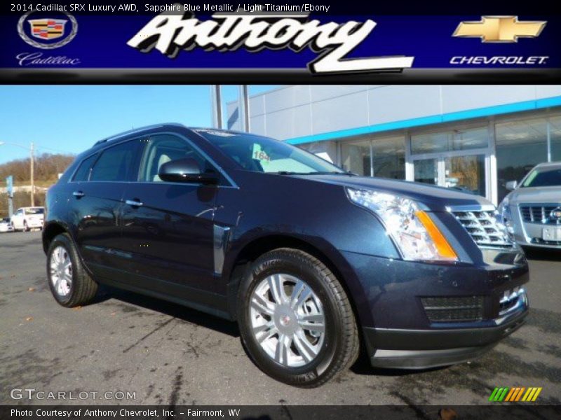 Sapphire Blue Metallic / Light Titanium/Ebony 2014 Cadillac SRX Luxury AWD