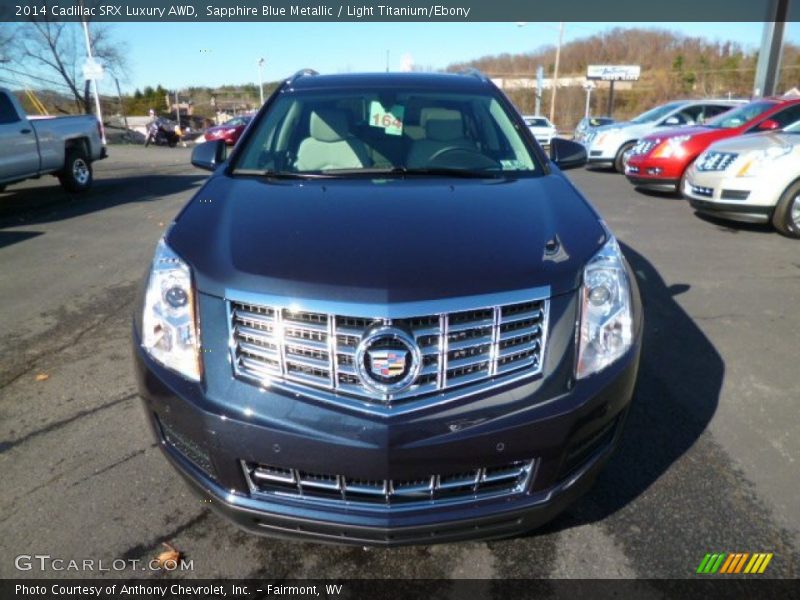 Sapphire Blue Metallic / Light Titanium/Ebony 2014 Cadillac SRX Luxury AWD