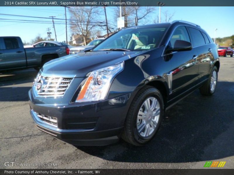 Sapphire Blue Metallic / Light Titanium/Ebony 2014 Cadillac SRX Luxury AWD