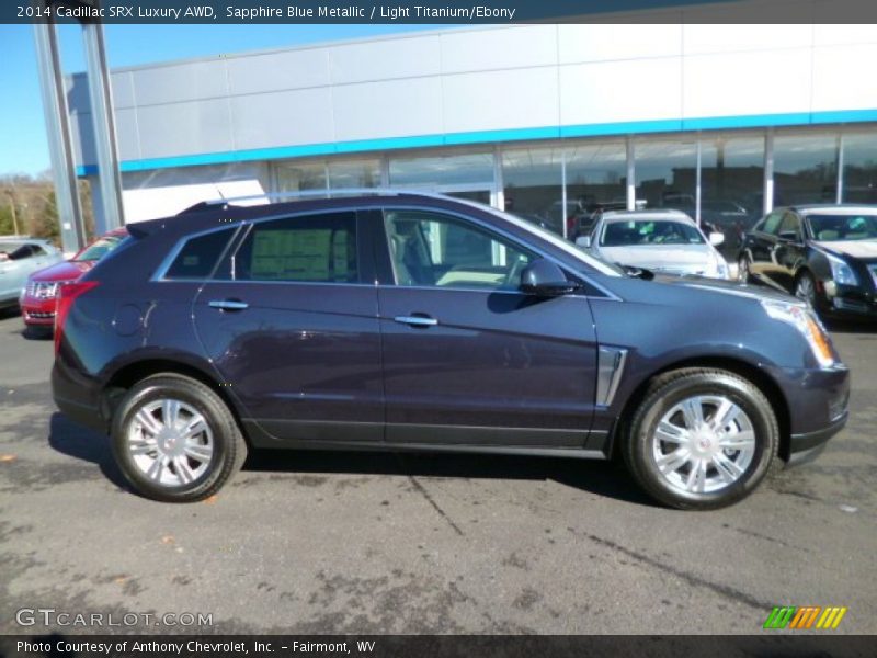 Sapphire Blue Metallic / Light Titanium/Ebony 2014 Cadillac SRX Luxury AWD