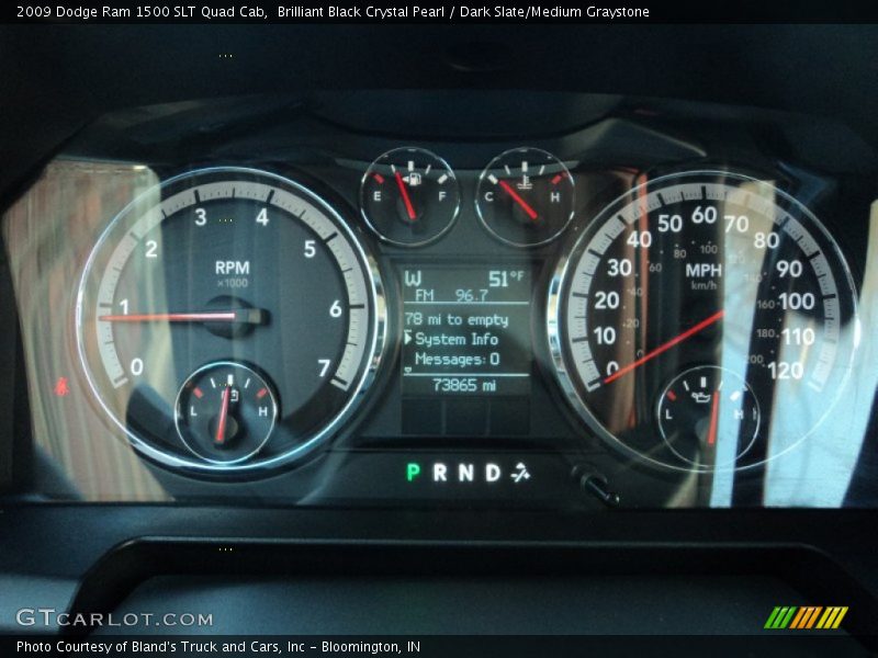 Brilliant Black Crystal Pearl / Dark Slate/Medium Graystone 2009 Dodge Ram 1500 SLT Quad Cab