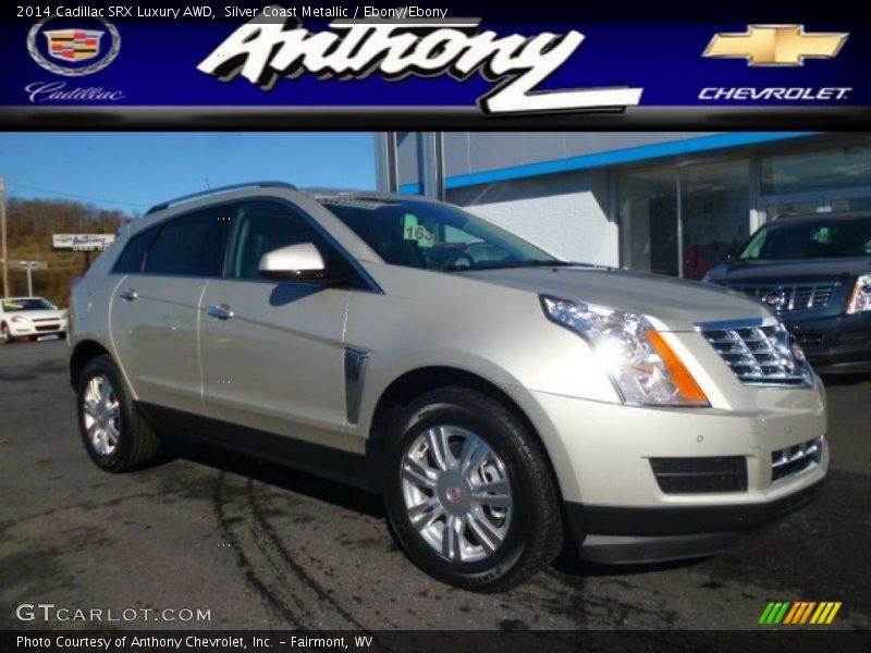 Silver Coast Metallic / Ebony/Ebony 2014 Cadillac SRX Luxury AWD