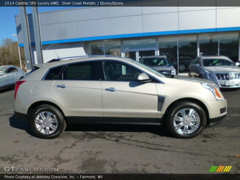 Silver Coast Metallic / Ebony/Ebony 2014 Cadillac SRX Luxury AWD