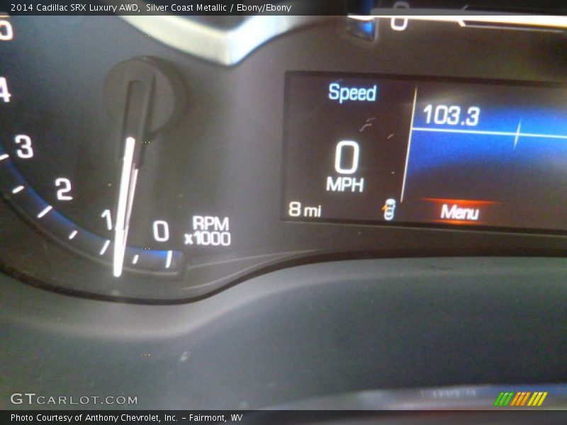 Silver Coast Metallic / Ebony/Ebony 2014 Cadillac SRX Luxury AWD