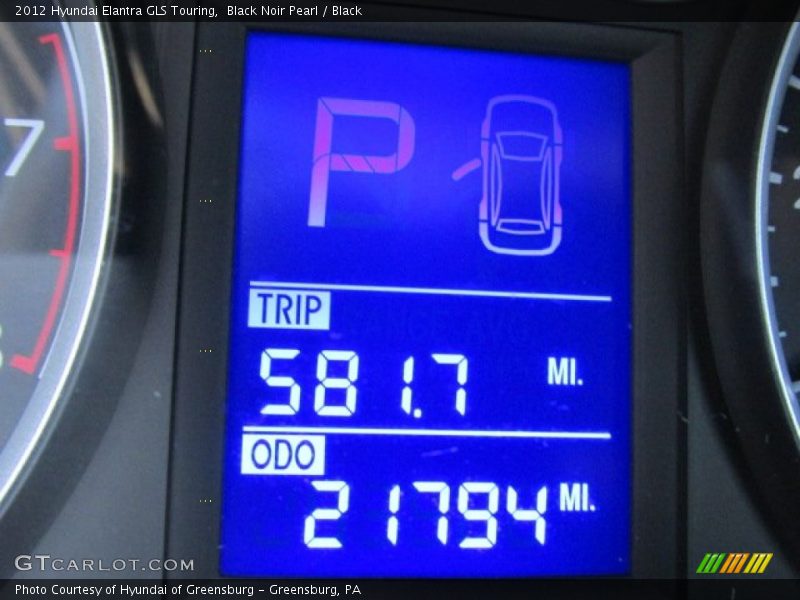 Black Noir Pearl / Black 2012 Hyundai Elantra GLS Touring