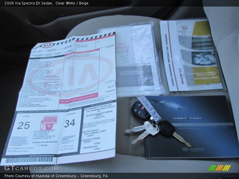 Clear White / Beige 2006 Kia Spectra EX Sedan