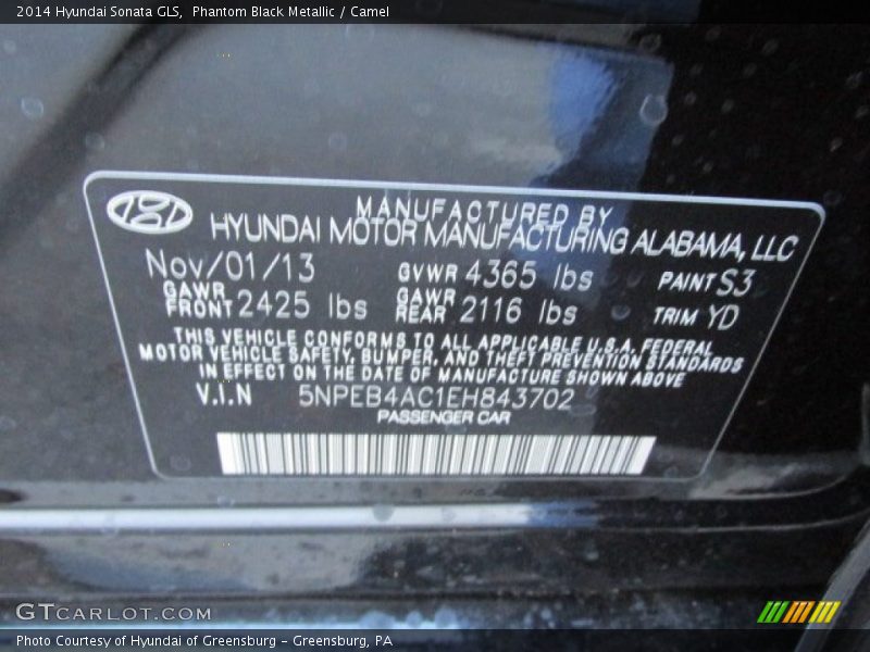 Phantom Black Metallic / Camel 2014 Hyundai Sonata GLS
