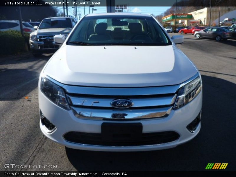 White Platinum Tri-Coat / Camel 2012 Ford Fusion SEL