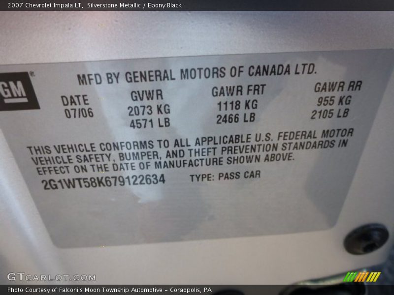 Silverstone Metallic / Ebony Black 2007 Chevrolet Impala LT