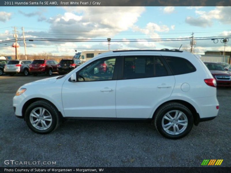Frost White Pearl / Gray 2011 Hyundai Santa Fe SE AWD