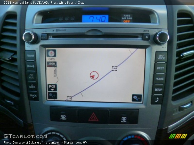 Frost White Pearl / Gray 2011 Hyundai Santa Fe SE AWD
