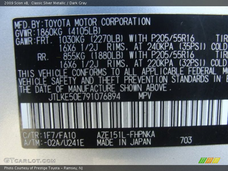 Classic Silver Metallic / Dark Gray 2009 Scion xB