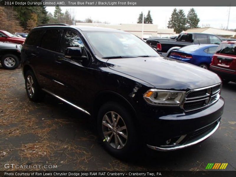 True Blue Pearl / Black/Light Frost Beige 2014 Dodge Durango Limited AWD