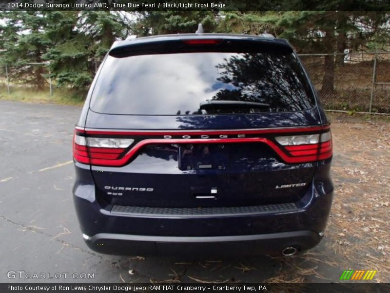True Blue Pearl / Black/Light Frost Beige 2014 Dodge Durango Limited AWD