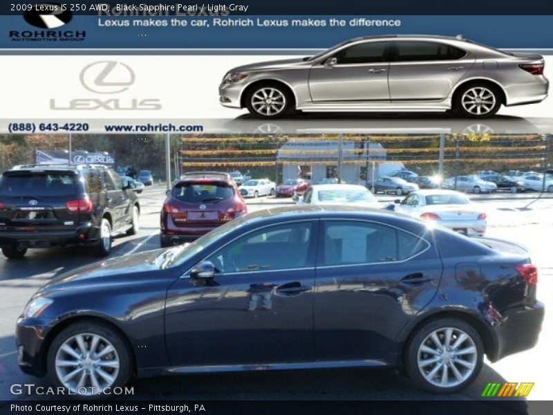 Black Sapphire Pearl / Light Gray 2009 Lexus IS 250 AWD