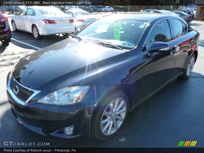 Black Sapphire Pearl / Light Gray 2009 Lexus IS 250 AWD
