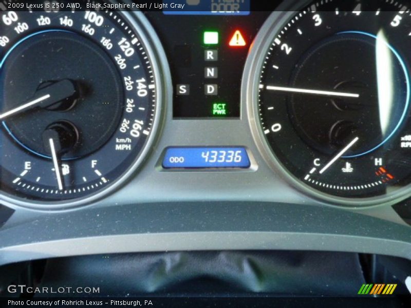 Black Sapphire Pearl / Light Gray 2009 Lexus IS 250 AWD